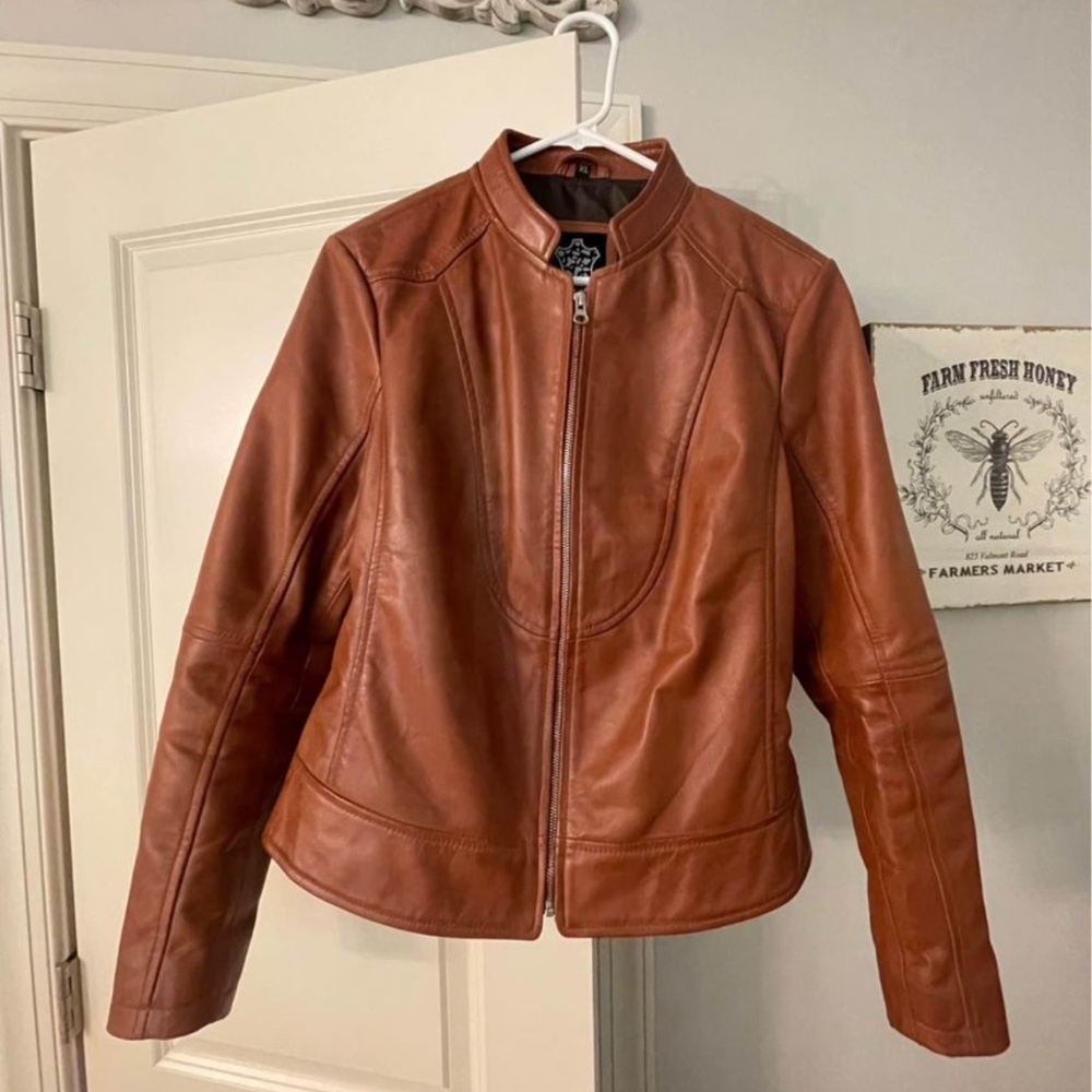 Moto leather jacket brown